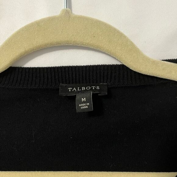 Talbots Black Lace Front Overlay Button Down Knit Cardigan Size M - Picture 4 of 5